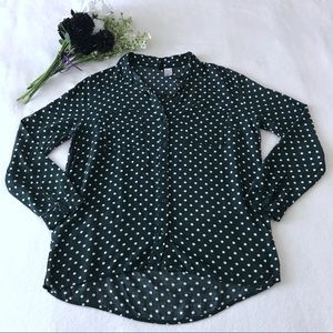 H&M Divided Button Down Top Size 6 Green White